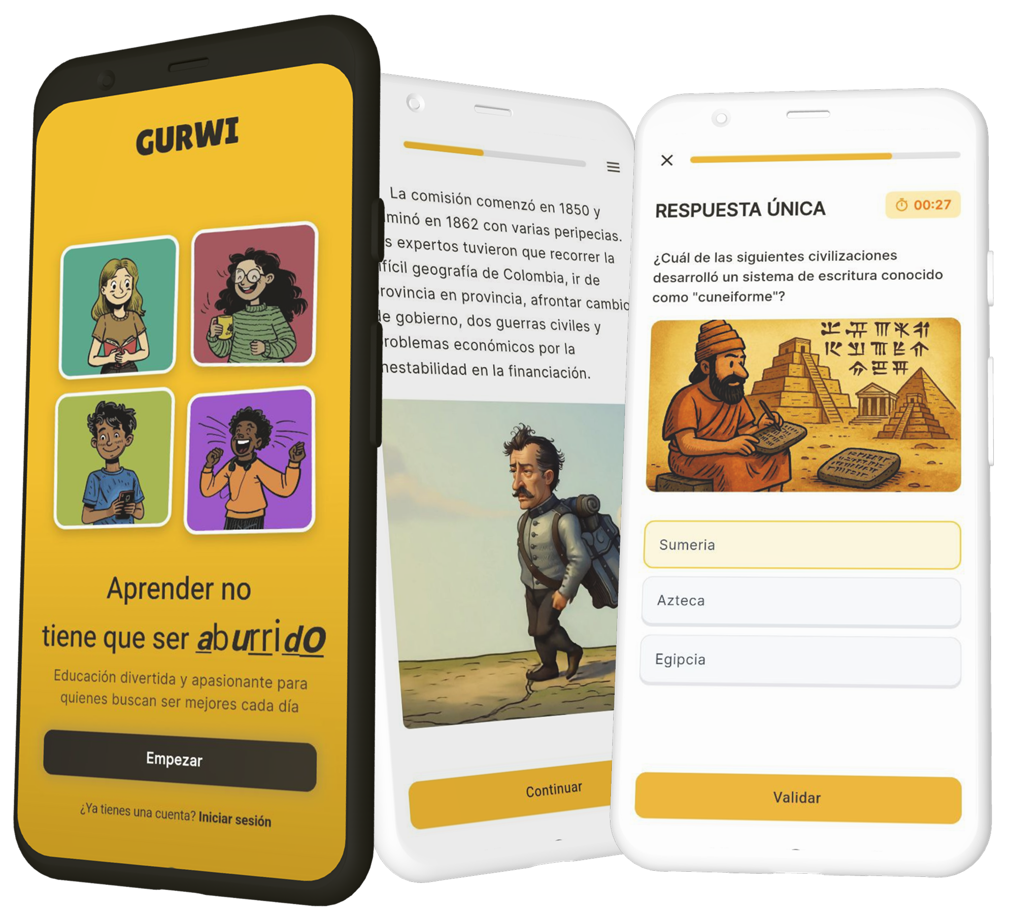 Aplicación Gurwi en un teléfono móvil