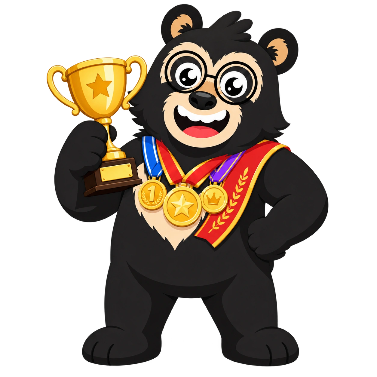 Urso campeão — Mascote oficial · fundo transparente